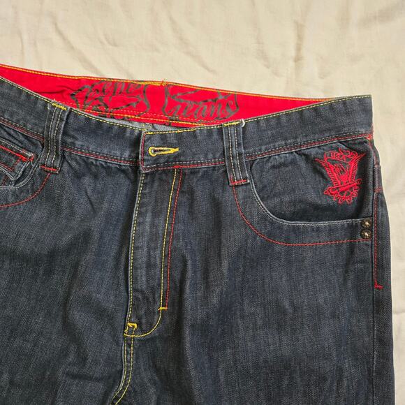 Vtg Pepe Jeans Mens Size 36x33 HTF Skull Live Free Dark Wash Y2K Hip-Hop - Picture 5 of 15